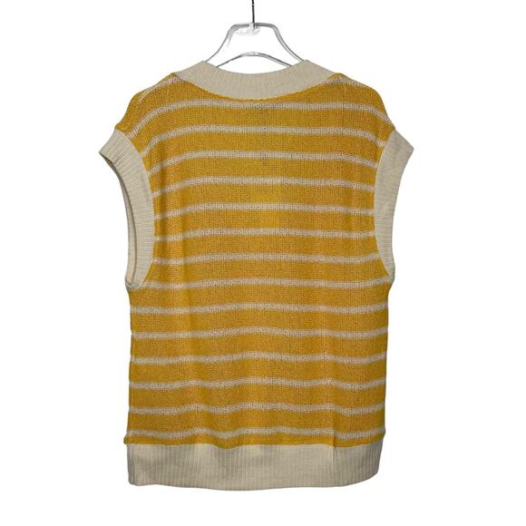 Zara Sweater Vest Oversized Striped Yellow Size Small NEW - Picture 8 of 11